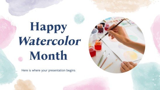 Happy Watercolor Month presentation template 