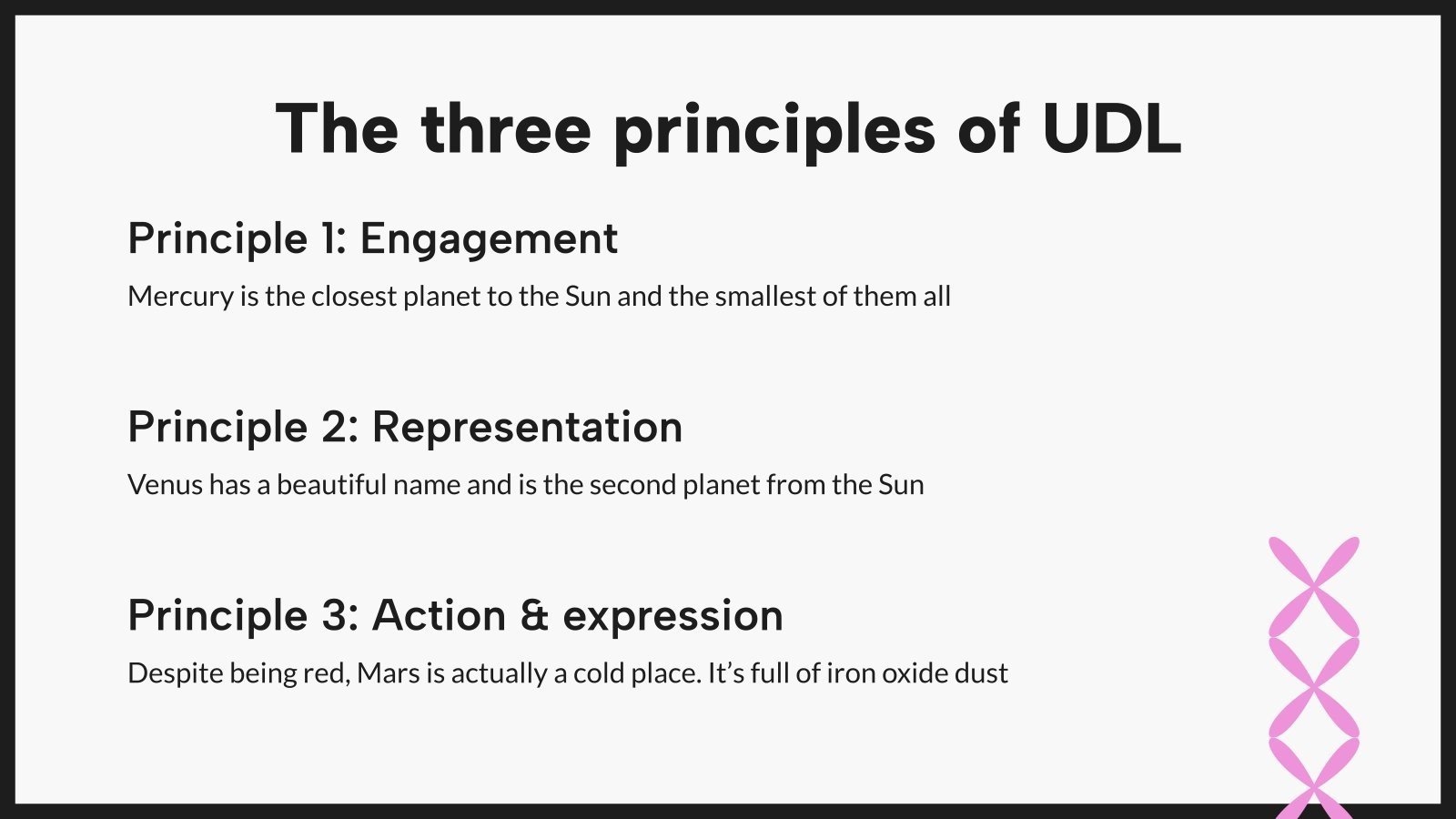 Universal Design for Learning Framework | Google Slides