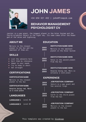 CV de psychologue spécialiste de la gestion du comportement Modèles de présentation