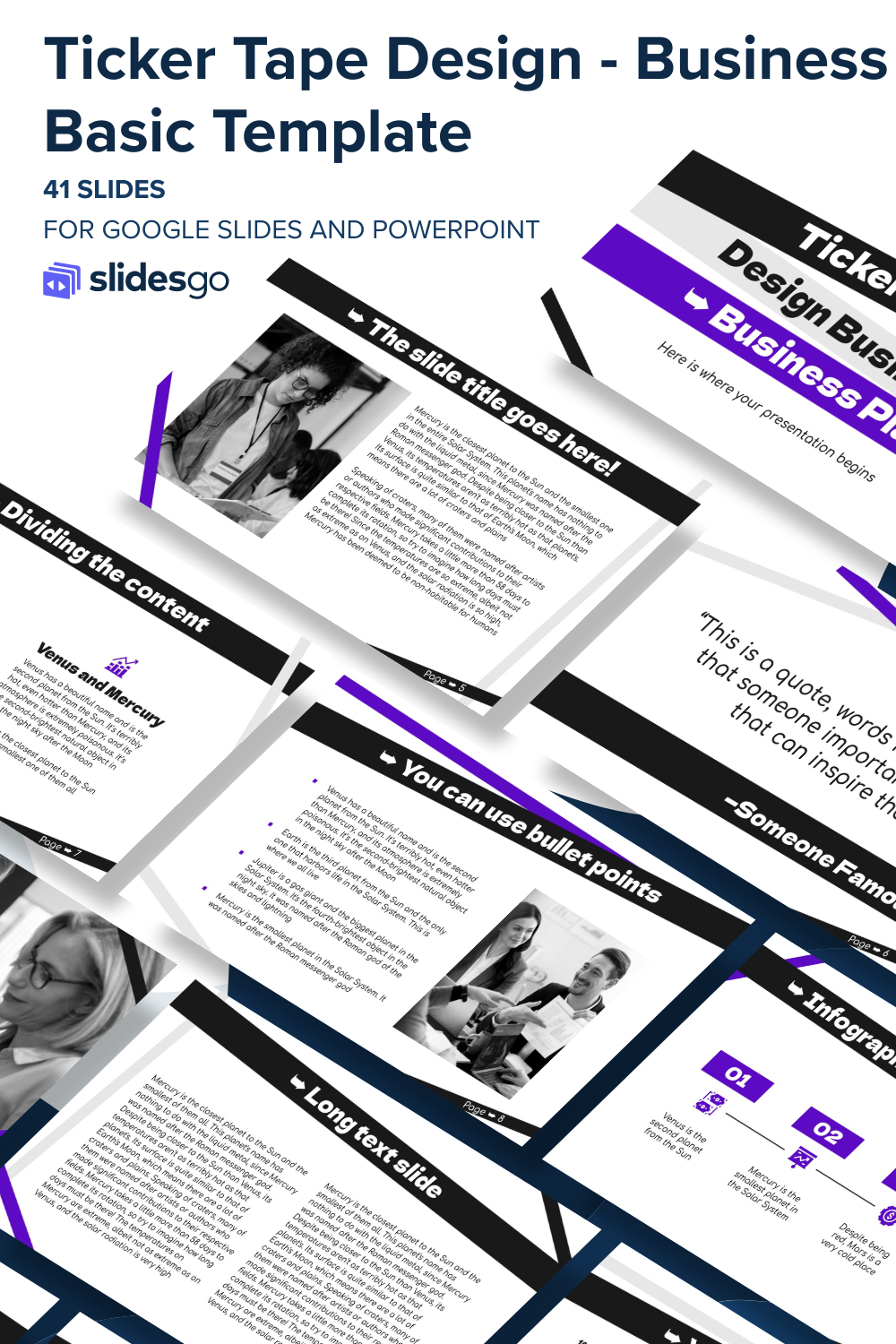 Ticker Tape Design Business Basic Template Google Slides