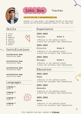 Special Education Teacher CV presentation template 