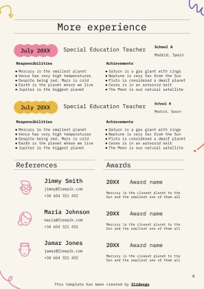 Special Education Teacher CV presentation template 