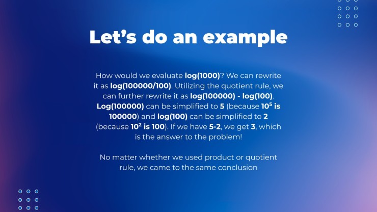 Properties of Logarithms! presentation template 