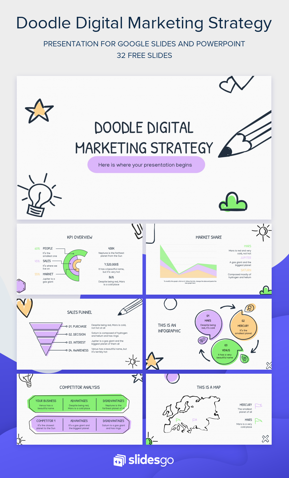 Doodle Digital Marketing Strategy | Google Slides & PPT theme
