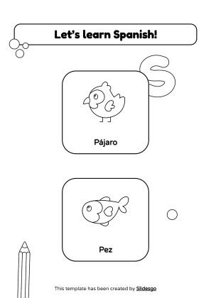 Coloring Pages for Spanish Vocabulary presentation template 