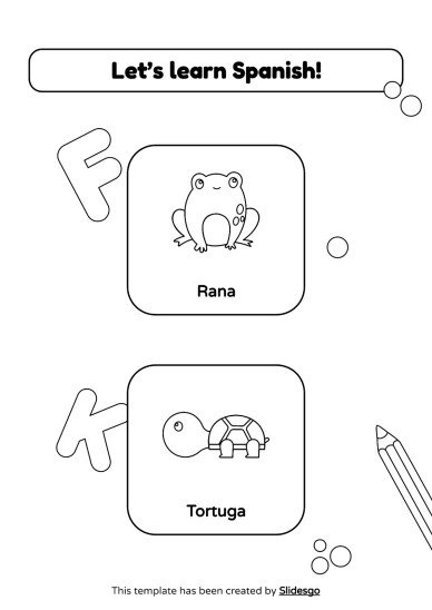 Coloring Pages for Spanish Vocabulary presentation template 