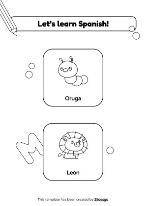 Coloring Pages for Spanish Vocabulary presentation template 