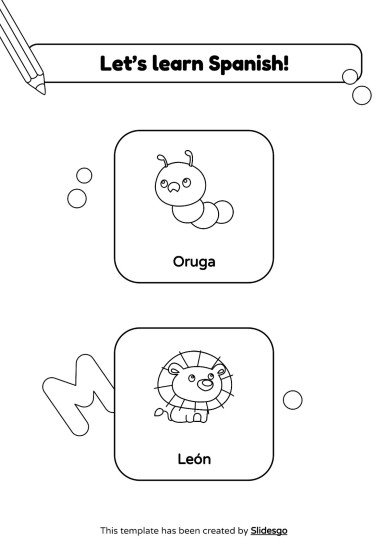 Coloring Pages for Spanish Vocabulary presentation template 