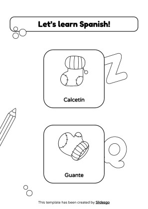Coloring Pages for Spanish Vocabulary presentation template 