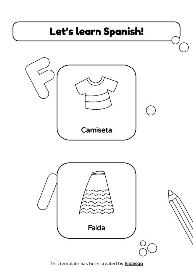 Coloring Pages for Spanish Vocabulary presentation template 