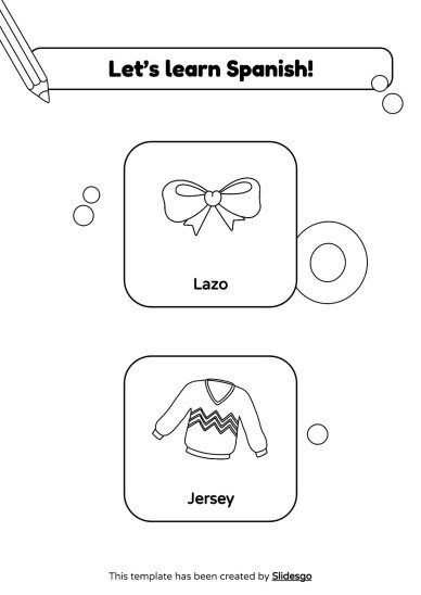 Coloring Pages for Spanish Vocabulary presentation template 