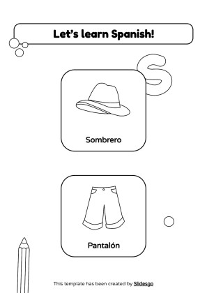 Coloring Pages for Spanish Vocabulary presentation template 