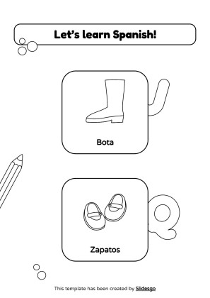 Coloring Pages for Spanish Vocabulary presentation template 