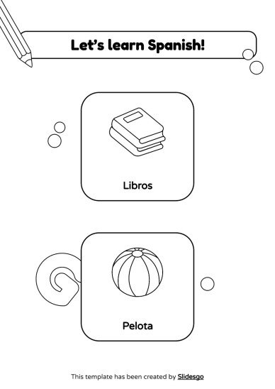 Coloring Pages for Spanish Vocabulary presentation template 