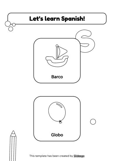 Coloring Pages for Spanish Vocabulary presentation template 