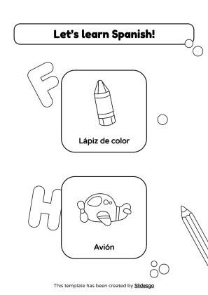 Coloring Pages for Spanish Vocabulary presentation template 