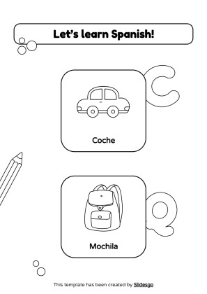 Coloring Pages for Spanish Vocabulary presentation template 