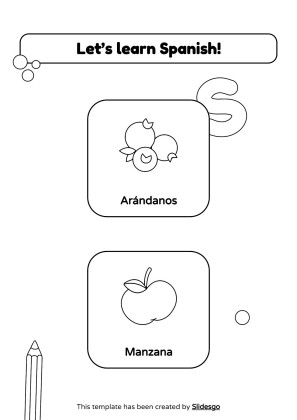 Coloring Pages for Spanish Vocabulary presentation template 