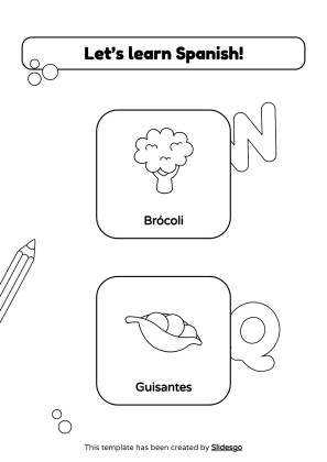 Coloring Pages for Spanish Vocabulary presentation template 