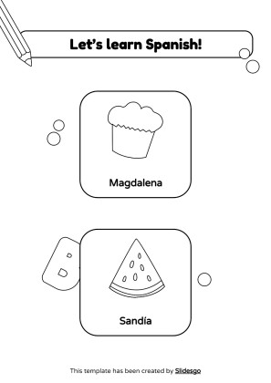 Coloring Pages for Spanish Vocabulary presentation template 
