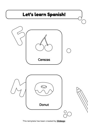 Coloring Pages for Spanish Vocabulary presentation template 