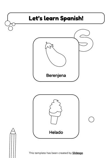 Coloring Pages for Spanish Vocabulary presentation template 
