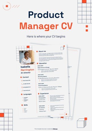 제품 관리자 이력서 프레젠테이션 템플릿