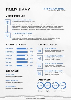 Modelo de apresentação CV de jornalista de TV