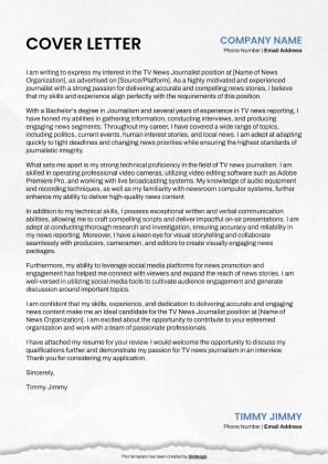 Modelo de apresentação CV de jornalista de TV