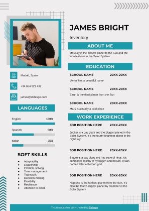 재고 관리자 이력서 프레젠테이션 템플릿