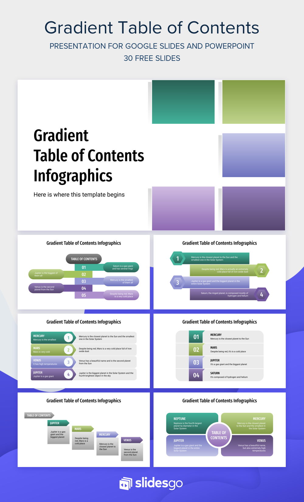 Gradient Table of Contents for Google Slides & PowerPoint