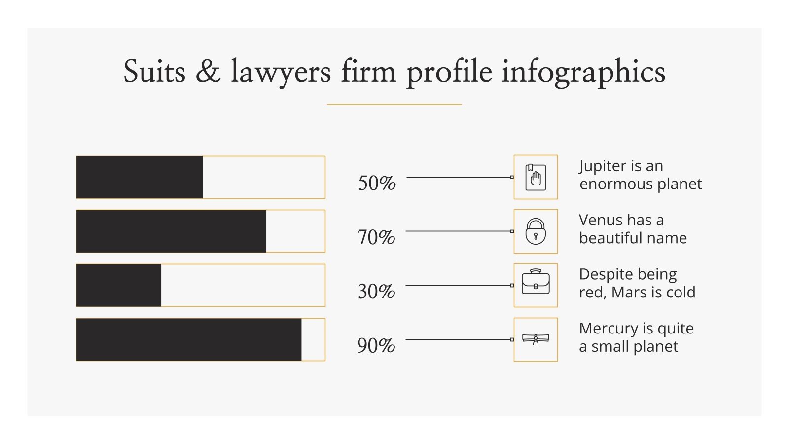 Suits & Lawyers Firm Profile Infographics Google Slides