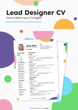 Lead Designer Lebenslauf Präsentationsvorlage