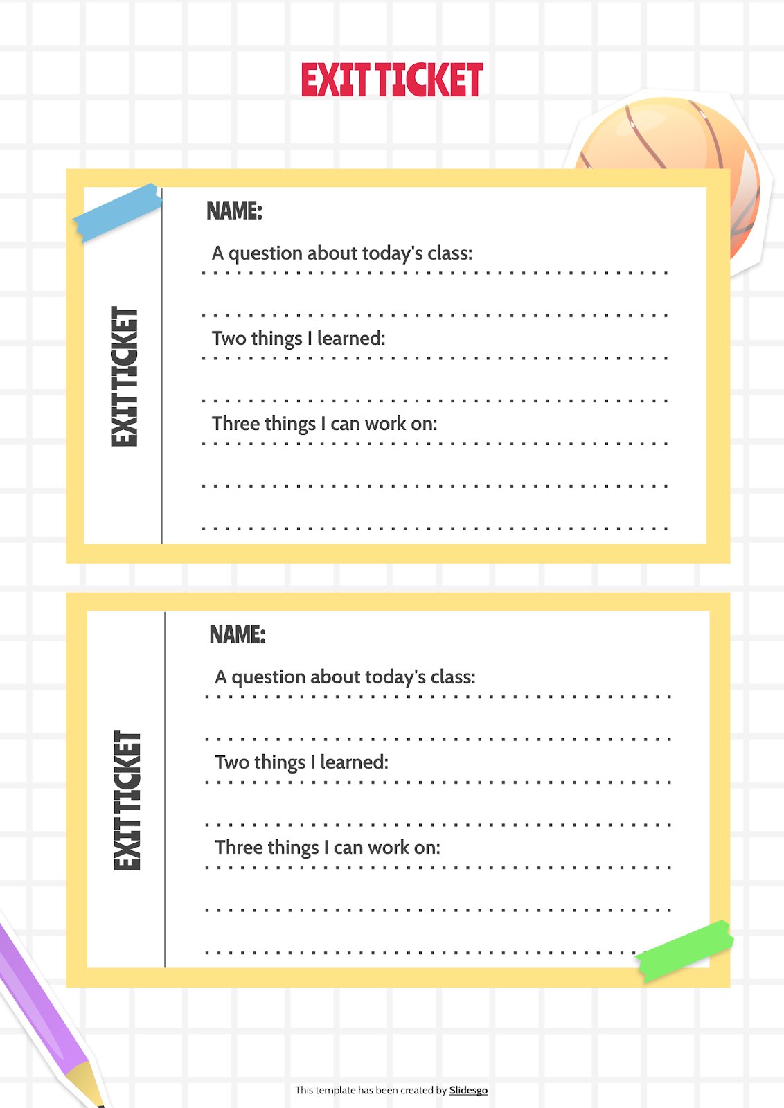 Post It Note Printables Six Word Memoir Exit Ticket Template 