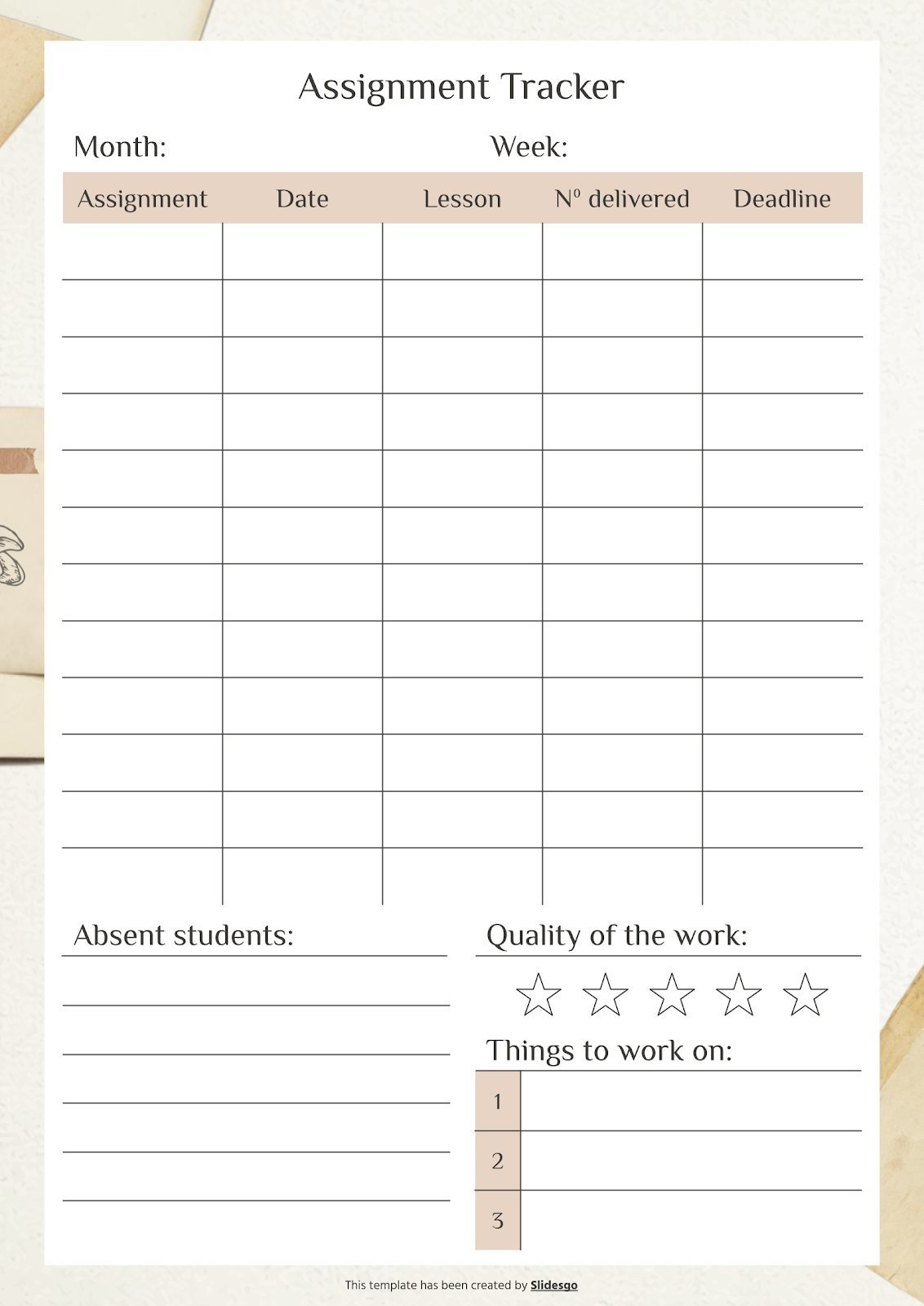 Cloda Vintage Scrapbook Style Assignment tracker My Planner