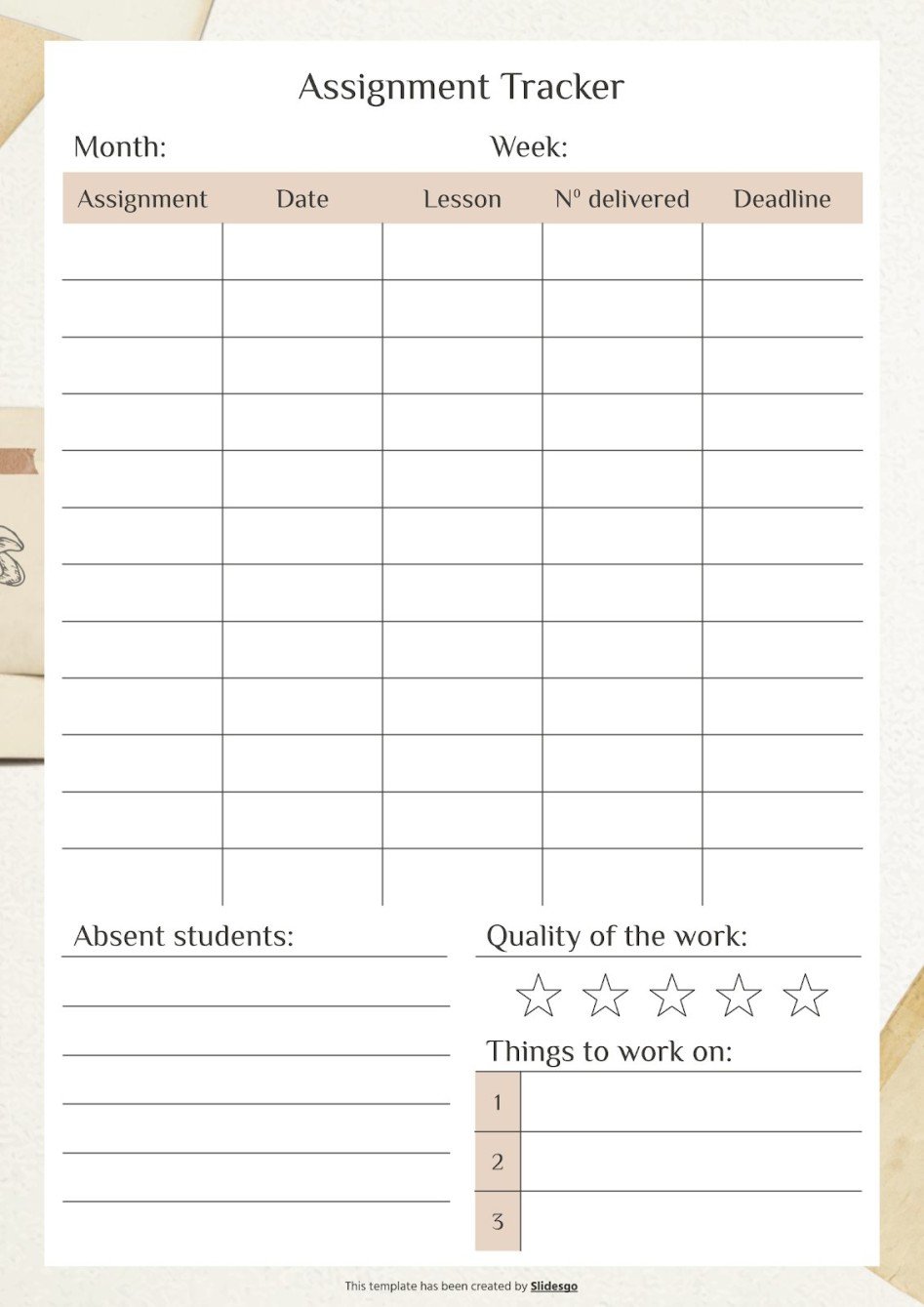 Cloda Vintage Scrapbook Style Assignment tracker My Planner