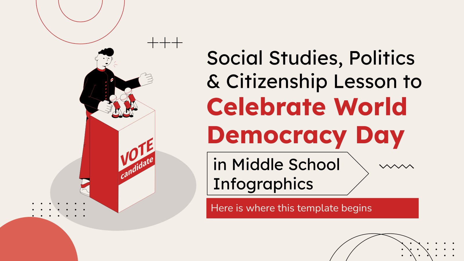 Plantilla de presentación Infografías - Clase de secundaria de estudios sociales, política y ciudadanía para celebrar el Día Mundial de la Democracia