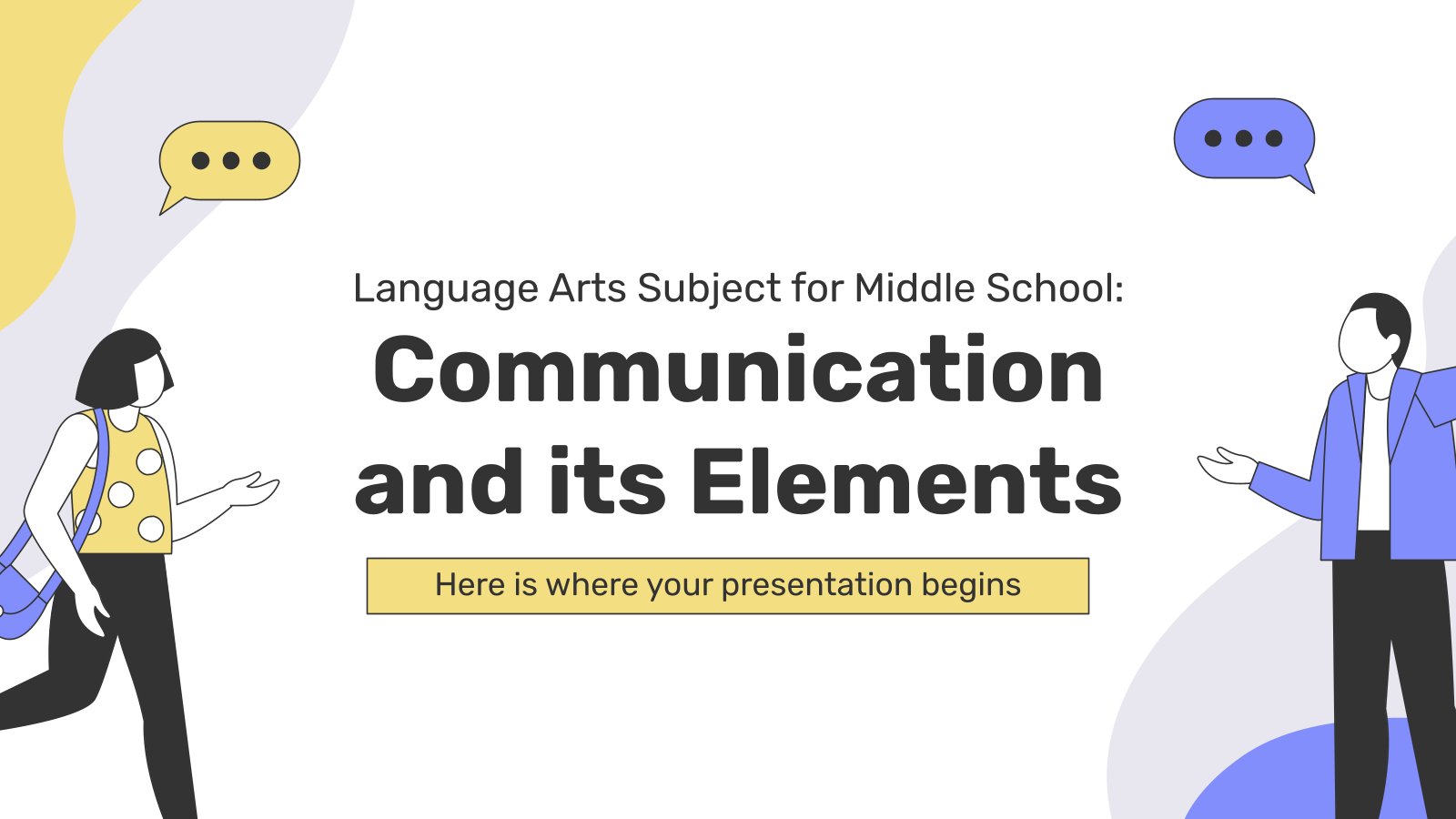 Language Arts Subject for Middle School: Communication and its Elements presentation template 