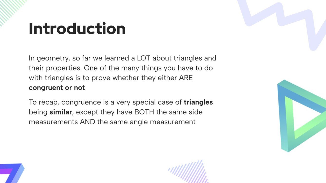 4 Ways of Proving Triangle Congruence Google Slides & PPT