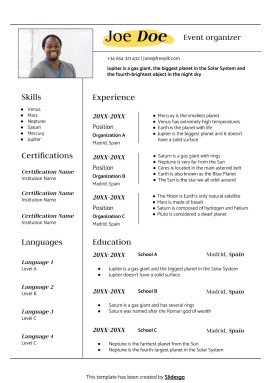 Charity Event Organizer CV presentation template 