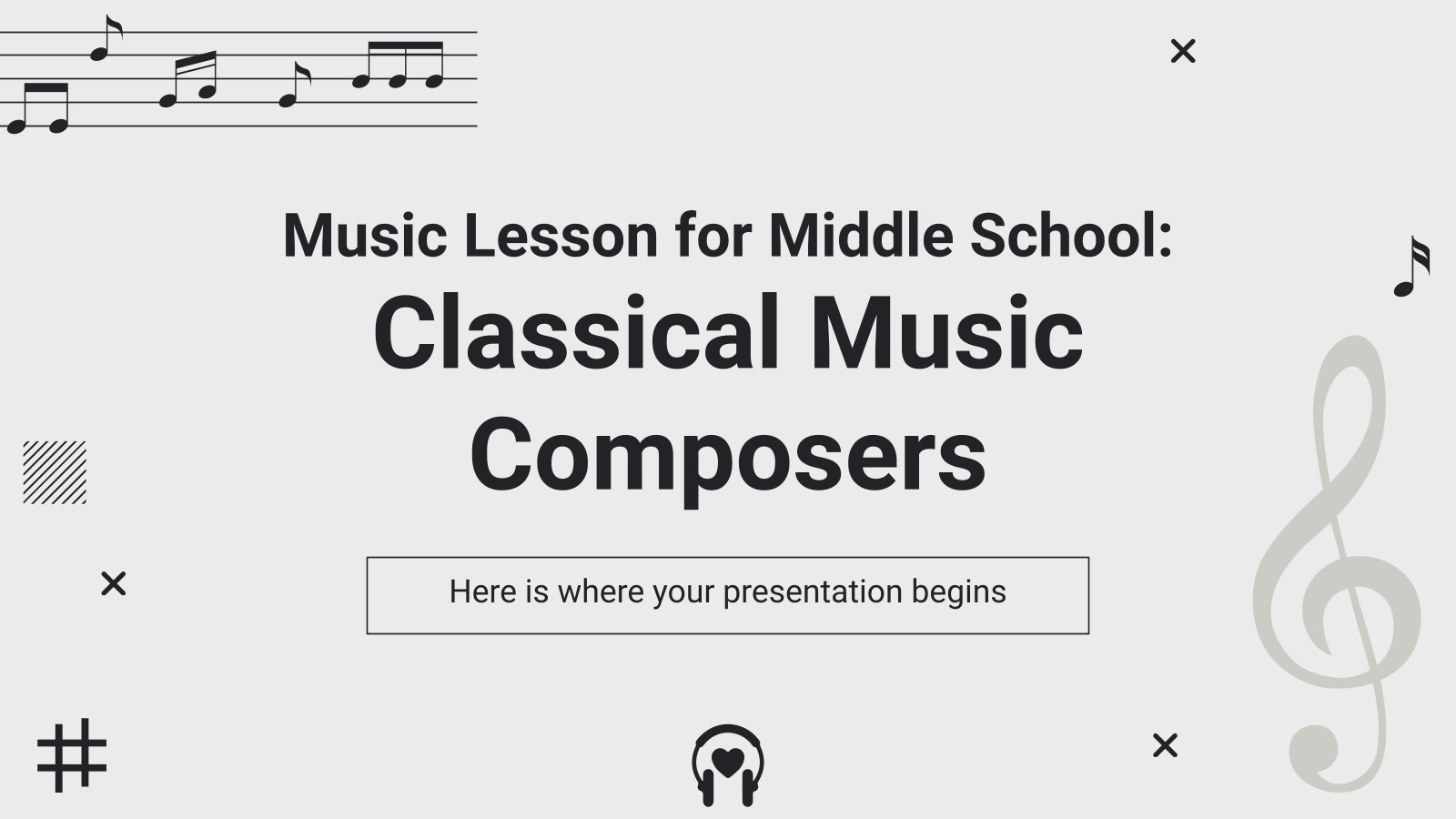 Music Lesson for Middle School: Classical Music Composers presentation template 