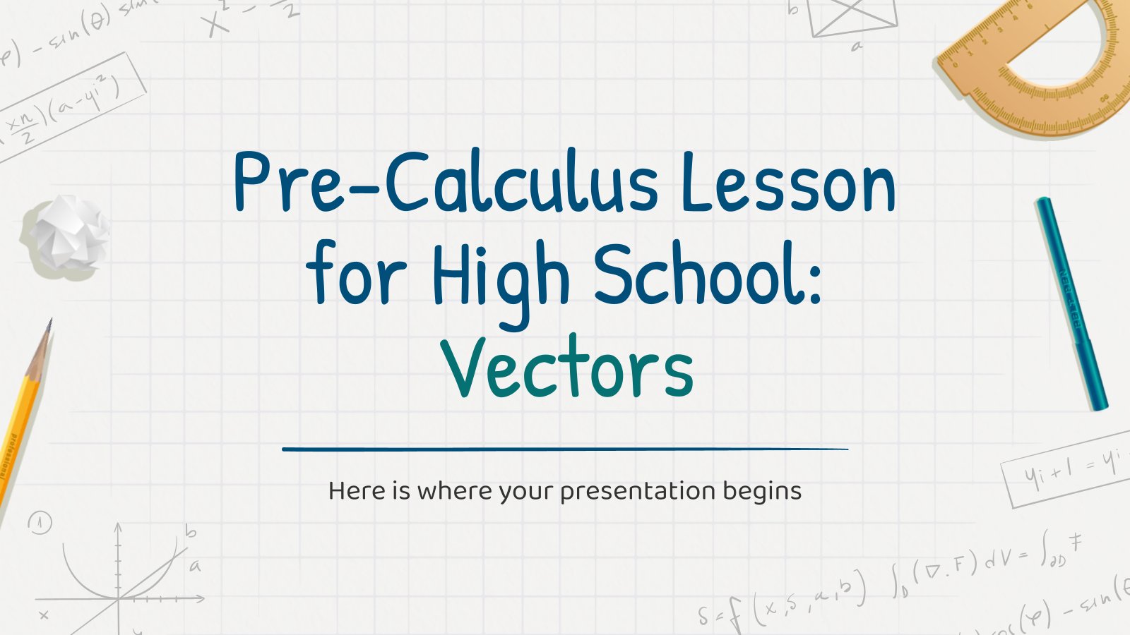 Pre-Calculus Lesson for High School: Vectors presentation template 