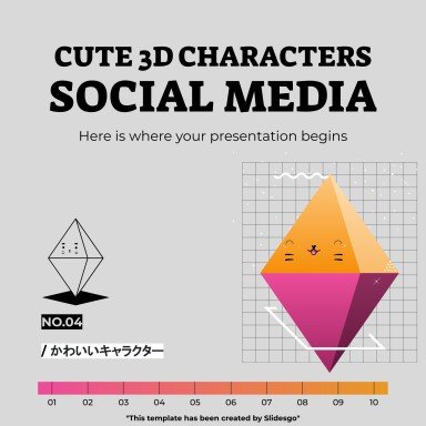 Niedliche 3D-Figuren Soziale Medien Präsentationsvorlage