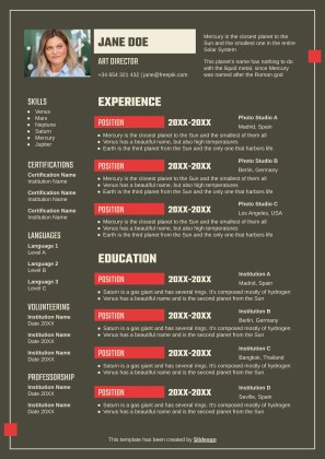 비즈니스를 위한 얼터너티브 이력서 프레젠테이션 템플릿