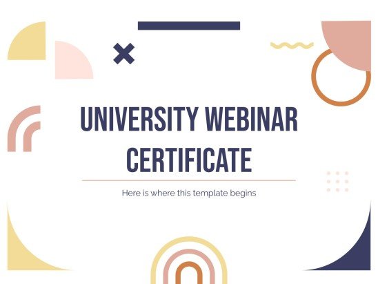 University Webinar Certificate presentation template 