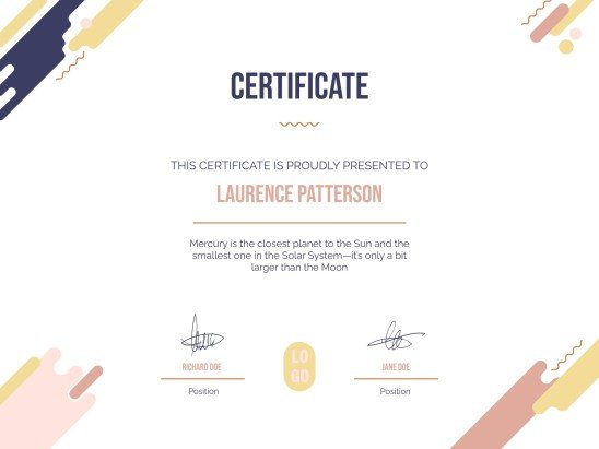 University Webinar Certificate presentation template 