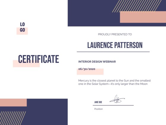 University Webinar Certificate presentation template 