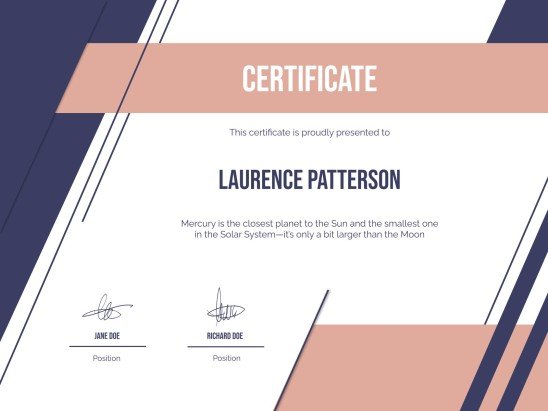 University Webinar Certificate presentation template 