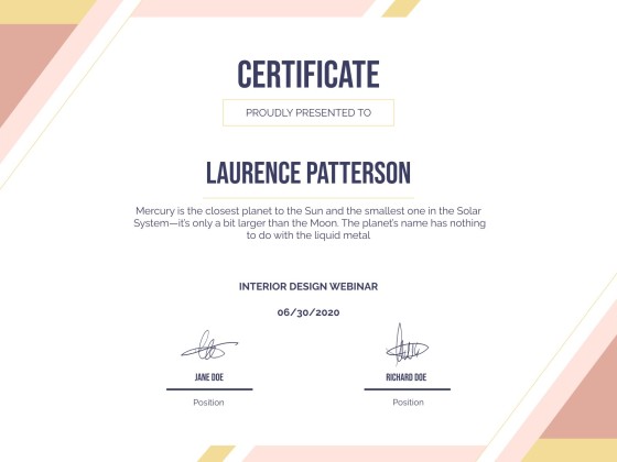 University Webinar Certificate presentation template 