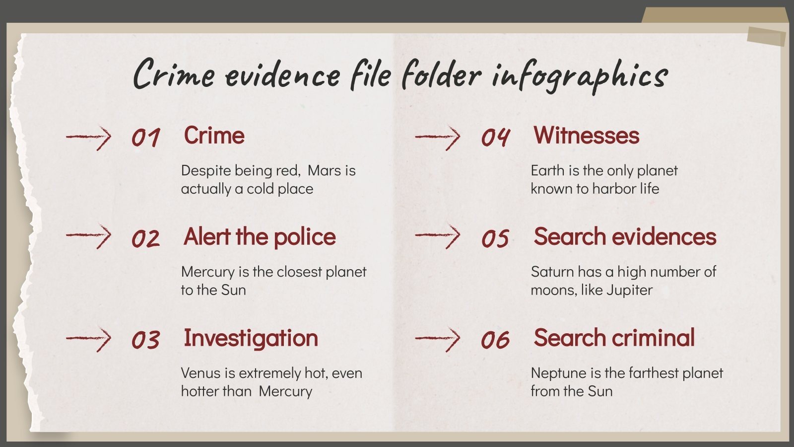 Crime Evidence File Folder Infographics | Google Slides